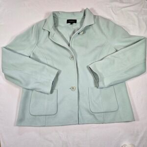 Talbots Wool Blend Blazer Unstructured Jacket Career Business Light Blue Size 14